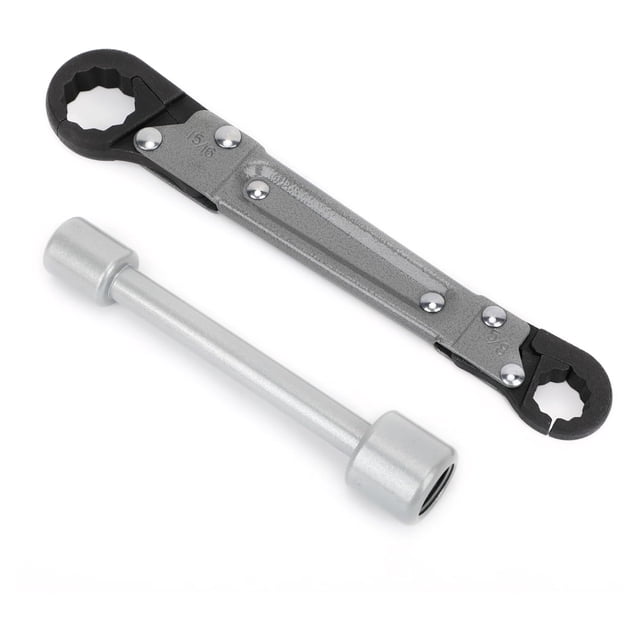 TFixol Dual-End Pipe Angle Stop Wrench Set - Metal Plumbing Tool Kit in Black & Grey