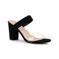 thumbnail image 1 of BLISSFUL STEP Sandales Mules à Talon Épais à Double Bride Transparente pour Femmes Noir 10, 1 of 8