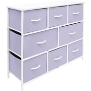 Sorbus Dresser with 8 Drawers - Furniture Storage Chest for Kids Clothing Organization, Bedroom, Hallway, Closet, Office - Steel Iron Frame, Rustic Farmhouse Wood Top, Fabric Bins (Purple)
