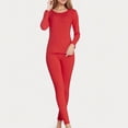 thumbnail image 2 of Moxiu Women's Fleece Lined Thermal Set - Winter Warm Cold Weather Base Layer Top & Bottom Red,XXXXL, 2 of 6