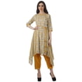thumbnail image 1 of Moomaya Asymmetric Kurti With Pant Indian Tunic Tops Printed Kurti Set For Women, 1 of 6