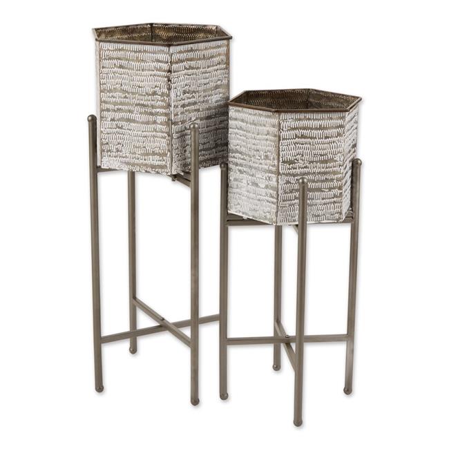 Design Imports CAMZ13538 Support de Plante Hexagonal, Couleurs Assorties - Ensemble de 2