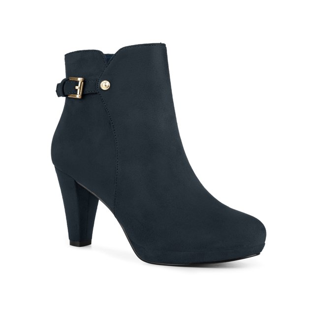 Unique Bargains Women's Platform Side Zipper Block Heel Ankle Boots