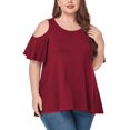 thumbnail image 1 of CHUANK Women‘s Plus Size Cold Shoulder Tunic Top Summer Short Sleeve Blouse, 1 of 7