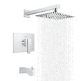 thumbnail image 1 of KENES Polished Chrome Tub and Shower Trim Kit Shower Faucet with 8-Inch Rain Shower Head Modern Single-Spray Shower Faucet Set KE-6024A-5 (Shower Valve Included), 1 of 5