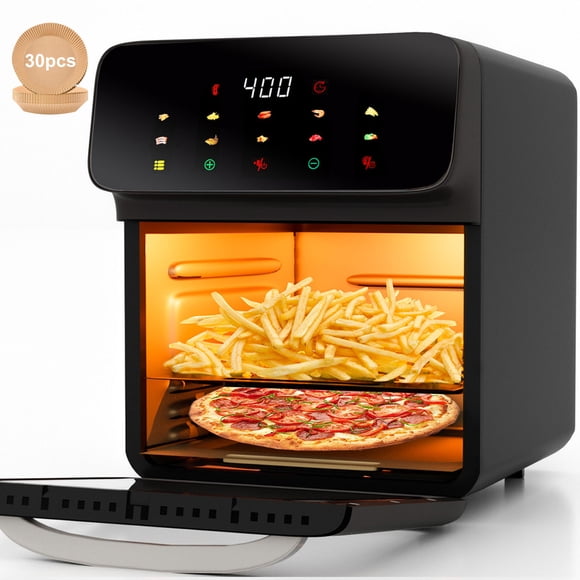 Pentantan Friteuse à Air Chaud 12 Qt Four à Convection avec Fonctions Multiples 10-en-1, Fenêtre Visible et Écran Tactile, Noir