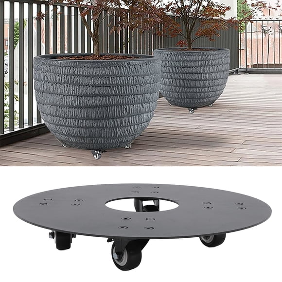 500lb Load Capacity Rolling Plant Stand, Double Bearing Quiet Wheels Carbon Steel Round Dolly, for Living Room Balcony Patio, Water Resistant Weather Resistant