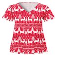 thumbnail image 1 of Hauts Style Infirmière à Imprimé Renne pour Femmes T-shirt de Noël, 1 of 2