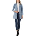 thumbnail image 2 of INSPIRE CHIC Veste en Denim Longue pour Femme à Revers Cranté, Manches Longues, Boutonnée, Ceinturée, S Bleu Gris, 2 of 6