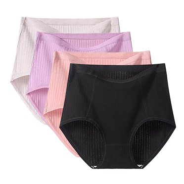 Breezora Lot de 4 Culottes pour Femmes Grande Taille Taille Haute Couvrance Totale Culottes Extensibles Douces Culottes Basiques Quotidiennes Taille TG Rose