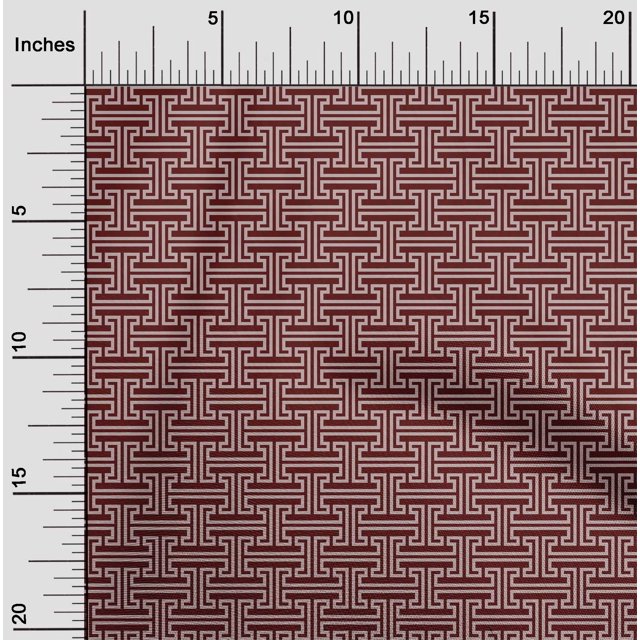 oneOone Organic Cotton Poplin Twill Fabric Greek Key Geometric Decor Fabric Printed BTY 42 Inches Wide