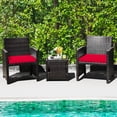 thumbnail image 1 of Costway 3PCS Patio Wicker Furniture Set Storage Table W/Protect Cover Red, 1 of 10