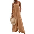 thumbnail image 1 of Kmbangi Women’s Casual Button Wide Leg Suspender Overalls with Pockets Fashion Solid Color Jumpsuit, 1 of 9