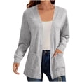 thumbnail image 3 of yoeyez Cardigan Sweaters for Women Lightweight Open Front Cardigans Plus Size Trendy Cardigan Fall Sweaters Coat with Pockets Gray,M, 3 of 7