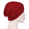 thumbnail image 5 of CEHVOM Women Solid India Hat Muslim Ruffle Cancer Chemo Beanie Turban Wrap Scarf Cap, 5 of 5