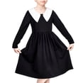 thumbnail image 1 of Robe Fille Col Noir Blanc Uniforme Scolaire Quotidien Coton Confortable 7 Ans, 1 of 8