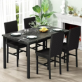 thumbnail image 2 of Stmoze Marble Dining Table Set for 4, Space Saving Kitchen Table with 4 PU Leather Upholstered Chairs, 5 Pieces Faux Marble Tabletop Dining Set for Small Space, Kitchen, Pub, Black, 2 of 8
