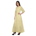thumbnail image 2 of Moomaya Printed Round Neck 3/4 Sleeve Long Maxi Dress With Drawstring Waist, 2 of 3