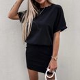 thumbnail image 1 of FcBaudy Robe à Manches Courtes à Col Rond, Robes pour Femmes, Robes d'Été pour Femmes Robe d'Été pour Femmes Mode Couleur Unie Col Rond Manches Courtes Robe de Sport Décontractée Robe Femme, 1 of 1