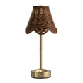 thumbnail image 1 of Merkury Innovations 14 inch Rattan Scallop Shade Portable LED Touch Lamp, Gold Base, 1-pack, 1 of 4