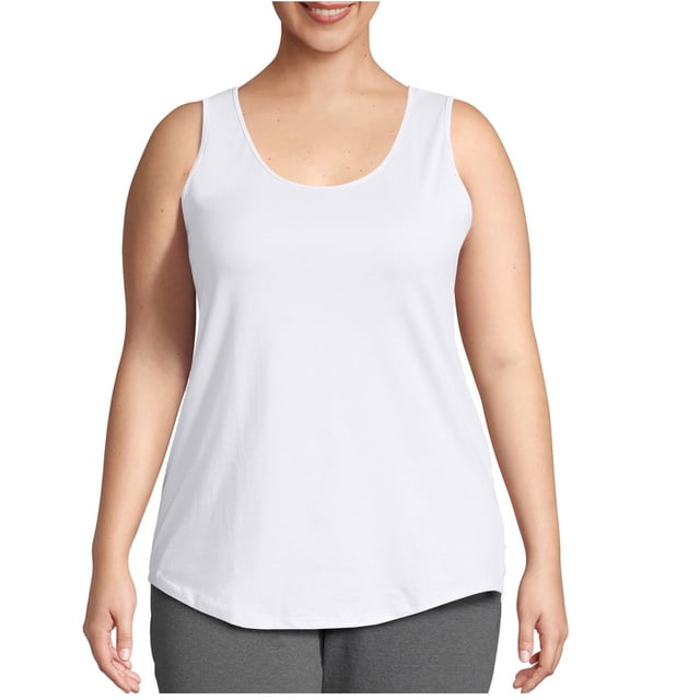 JGGSPWM Camisole Débardeur pour Femme à Col Rond Grande Taille Coupe Ample Décontracté Uni Blanc 4TG