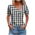 thumbnail image 1 of Birdeem Chemise à Manches Courtes pour Femmes avec Imprimé à Carreaux T-Shirt Décontracté, 1 of 12