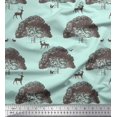 thumbnail image 1 of Soimoi Tissu en Coton Duck Arbre, Tissu Imprimé Animal Rabbit & Reindeer 1 Yard 56 Pouces de Large, 1 of 1