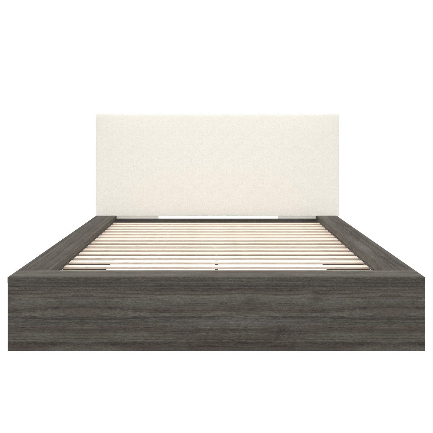 Lit plateforme Queen Size Jane avec tête de lit rembourrée