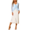 thumbnail image 2 of INSPIRE CHIC Women's Floral Lace Cardigans Tie Front Ruffled Hem Sheer Crop Bolero Shrug XL Light Blue, 2 of 6
