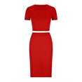 thumbnail image 4 of Tenues d'Été pour Femmes Tenues d'Été Mignonnes Ensemble de Vêtements Femme Col Rond Manches Courtes Hauts Pantalons Ensembles Style Pantalon Décontracté S_286 Survêtements pour Femmes Rouge m, 4 of 6