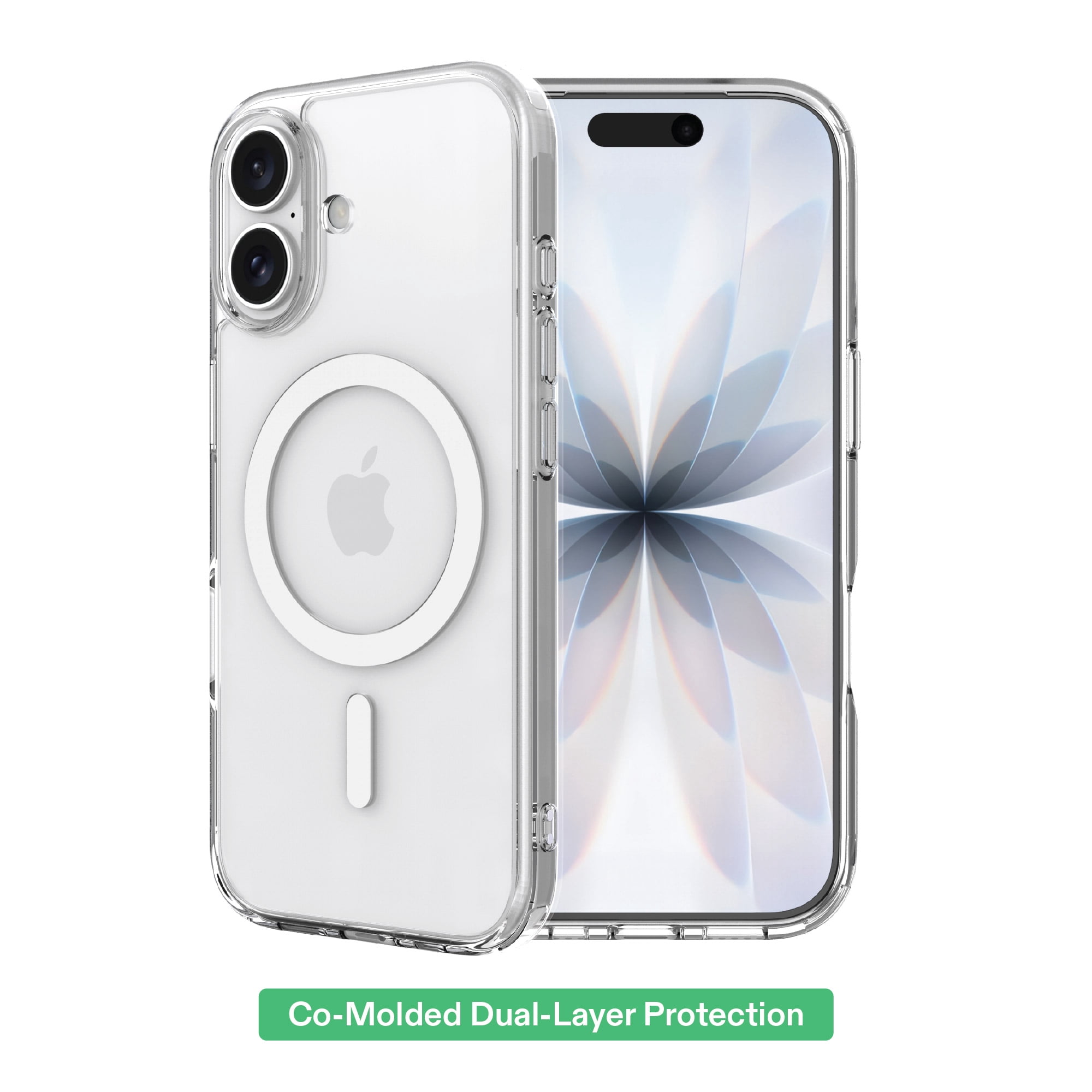 onn MagSafe Compatible Phone Case (Clear) and Glass Screen Protector with Easy Application Tray for iPhone 17