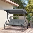 thumbnail image 2 of Outsunny 3 Seater Patio Swing Chair with Canopy Convertible Porch Swing Bed, 2 of 10