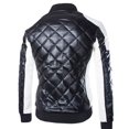 thumbnail image 4 of Men Casual Color Matching Leather Stand-up Collar Zipper Jacket Coats, 4 of 6