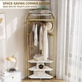 thumbnail image 3 of Eastvita Corner Coat Rack with Shoe Bench/6 Double Hooks - Hall Tree with Storage/Organizer Shelf for Entryway/Hallway or Closet (02 Gold), 3 of 6