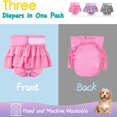 thumbnail image 3 of Washable Dog Diapers Female; 3 Pack High Absorbency Leak-Proof Dog Diapers  Reusable Doggie Diapers for Female Dog in Heat  Period  Incontinence  Excitable Urination or Potty Training Pup, 3 of 7