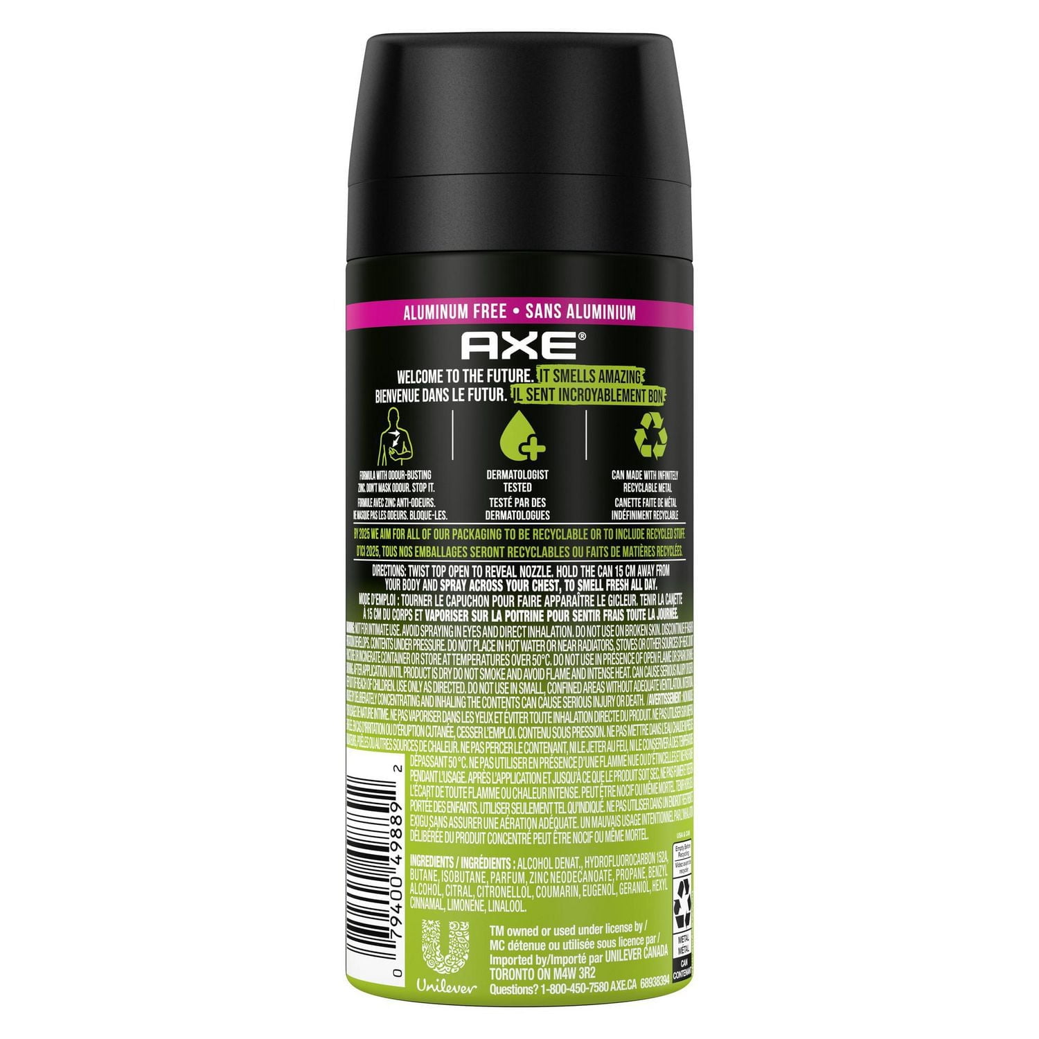 AXE Aluminum-Free Deodorant Body Spray Infinite Grapefruit & Patchouli, 113 g