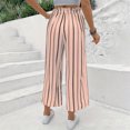 thumbnail image 4 of AherBiu Pantalon à Jambe Grand pour Femmes Taille Haute à Cordon Rayé Pantalon Décontracté d'Extérieur Tendance avec Poches, 4 of 6