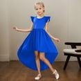 thumbnail image 2 of Robe pour Filles Enfants Enfant Filles Été Manches Charleston Asymétrique Robe Formelle Jupe Volantée Couleur Unie Robe Évasée Robe Bébé BU2 7 Ans-8 Ans, 2 of 4