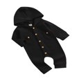 thumbnail image 2 of Infant Baby Girls Boys Solid Color Romper Long Sleeve Hooded Jumpsuit with Pockets for Spring Fall, 2 of 6