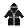 thumbnail image 3 of Doomiva Enfants Garçons Robe de Boxe Art Martial Muay Thaï Uniforme Manches Longues Kick Boxe Robe à Capuche Ensembles Noir&Argent A 6, 3 of 5