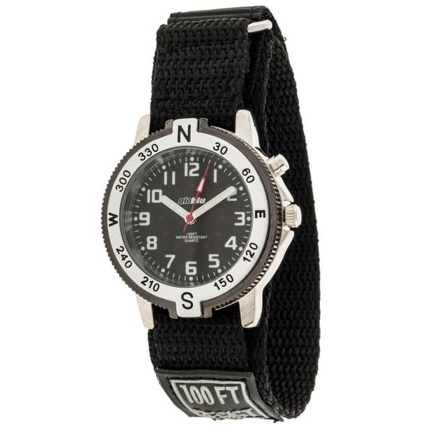 Globlu Mens Black Fastwrap Easy Read Analog Watch