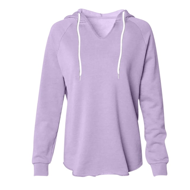 Penkiiy Chandails à Capuchon Mode pour Femmes, Chandails Molletonnés Surdimensionnés à Enfiler, Manches Longues, Col en V, Coupe Ample, 2TG, Violet