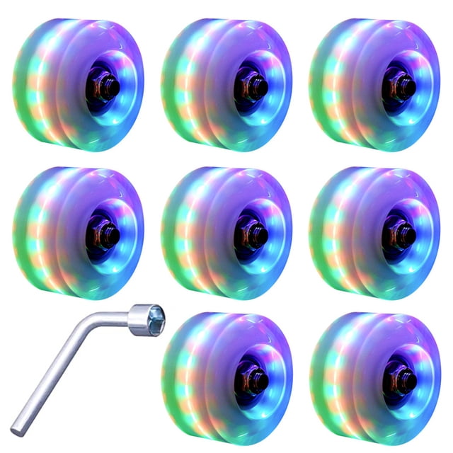 Bangcool Roue de Patin à Roulettes Décorative 8 Pcs Roue de Quad Lumineuse Accessoires de Patinage