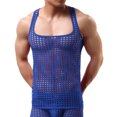 thumbnail image 2 of Penkiiy Haut en Maille pour Hommes Débardeurs Résille Sans Manches Muscle Rave Transparents Chemises m Bleu Foncé, 2 of 3