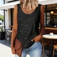 thumbnail image 2 of Hauts pour Femmes Col Rond Sans Manches Gilet à Paillettes Brillantes Style de Bureau Doux Extensible Coupe Ample Blouse d'Été, 2 of 8