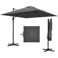 thumbnail image 1 of Outsunny 8'x8' Square Patio Hanging Offset Umbrella w/ Cross Base Dark Grey, 1 of 10