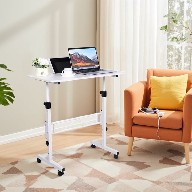 Bureau Debout Mobile à Hauteur Réglable, Bureau Portable pour Ordinateur Portable avec Roulettes, Petite Table d'Ordinateur Roulante, Plage de Hauteur 31 Pieds'–43 Pieds' pour Bureau à Domicile et Salle de Classe