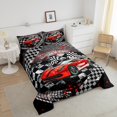 thumbnail image 4 of Erosebridal Ensembles de Couette Voiture de Course pour Ados Format Double, Couettes et Duvets Sports Extrêmes pour Garçons Hommes, Noir Rouge, Réversible 3 Pcs, 4 of 7
