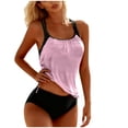 thumbnail image 1 of Moxiu Women's Two Piece Tankini Bathing Suits T-Back Top Ruched Padded Modest Swim Shorts Summer Basic Swimwear Pink,M, 1 of 5