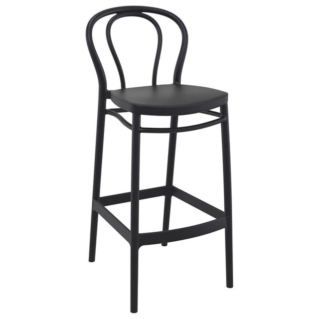 Compamia Victor Tabouret de Bar Contemporain en Résine pour Intérieur et Extérieur - Ensemble de 1, Noir